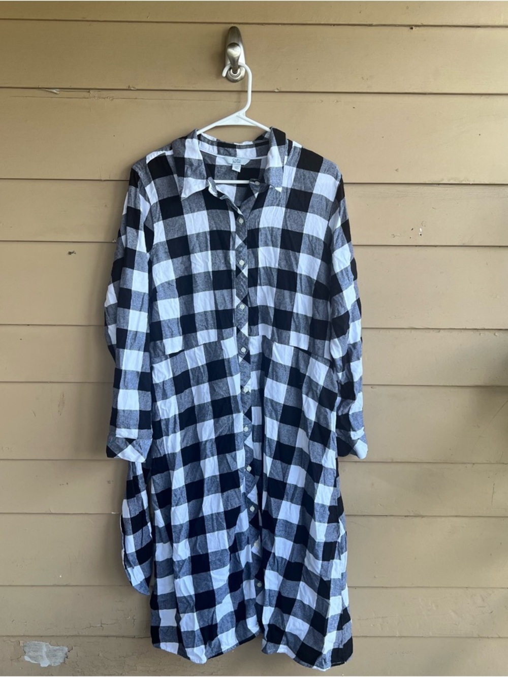 Croft & Barrow Plaid Long Sleeve Button Down Midi Dress - Size XXL Flannel Fall